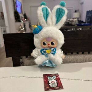 Baby Three 100% Christmas Plush Pendant - Frost Moon Bunny New No Box Or Bag